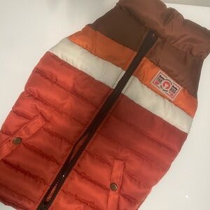 Fab Dog Brown Stripe Puffer Jacket Vest 🐾 Size Medium